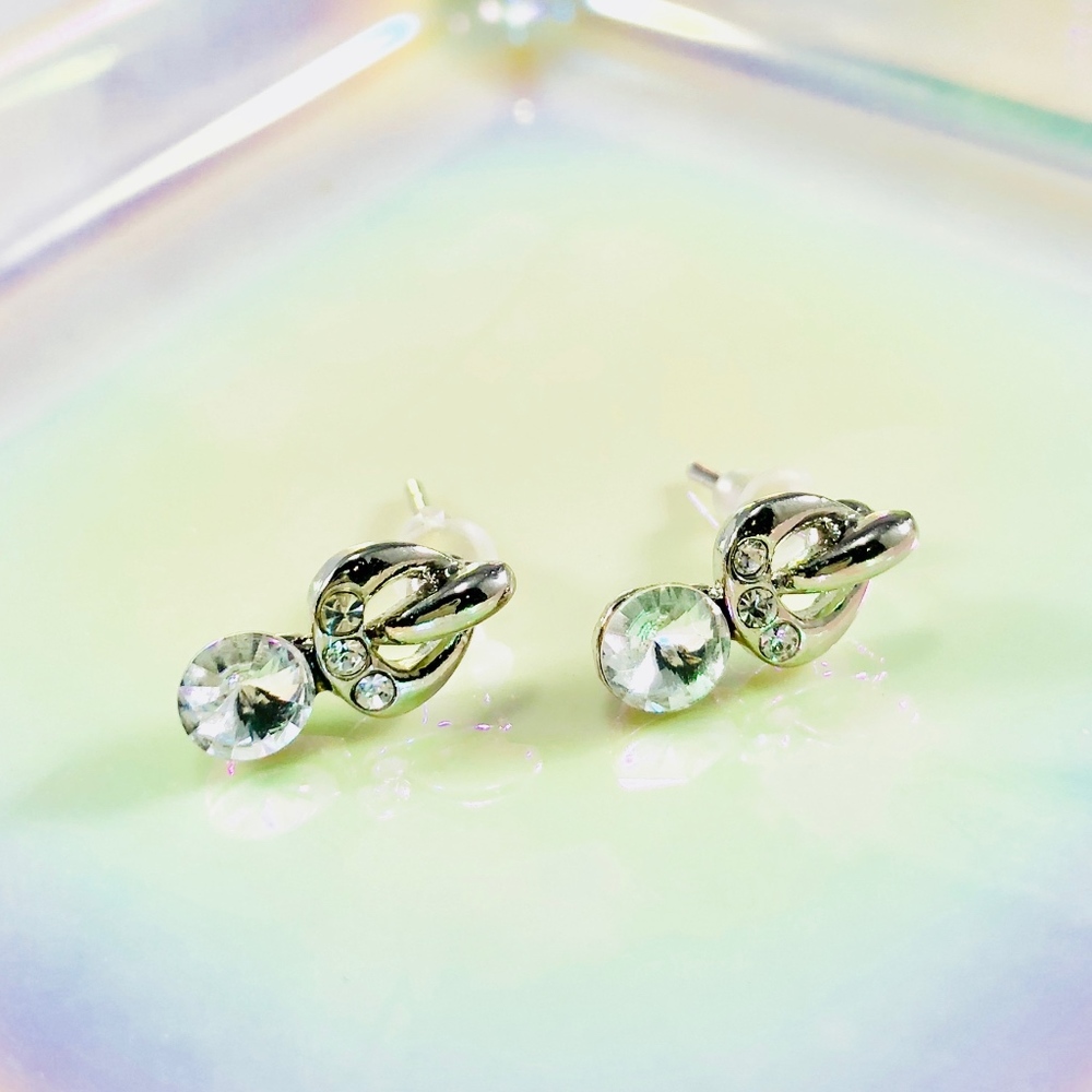 Knot Silver Crystal Stud Womens Earrings Cocktail